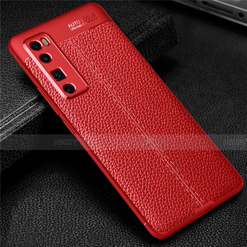 Silikon Hülle Handyhülle Gummi Schutzhülle Flexible Leder Tasche S03 für Huawei Nova 7 Pro 5G Rot