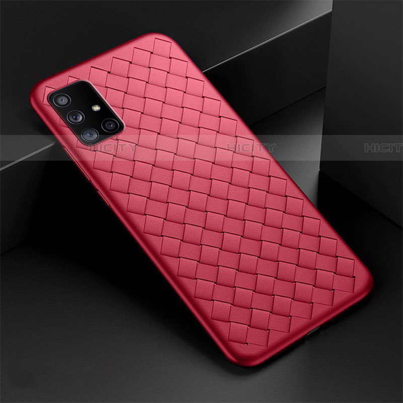 Silikon Hülle Handyhülle Gummi Schutzhülle Flexible Leder Tasche S03 für Samsung Galaxy A71 5G Rot Plus