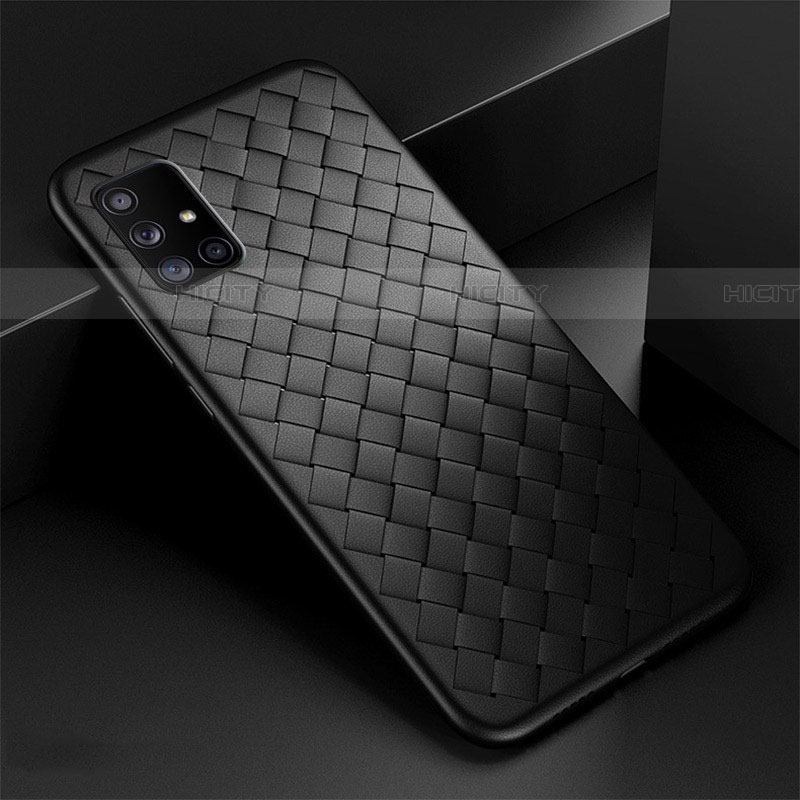 Silikon Hülle Handyhülle Gummi Schutzhülle Flexible Leder Tasche S03 für Samsung Galaxy A71 5G Schwarz Plus