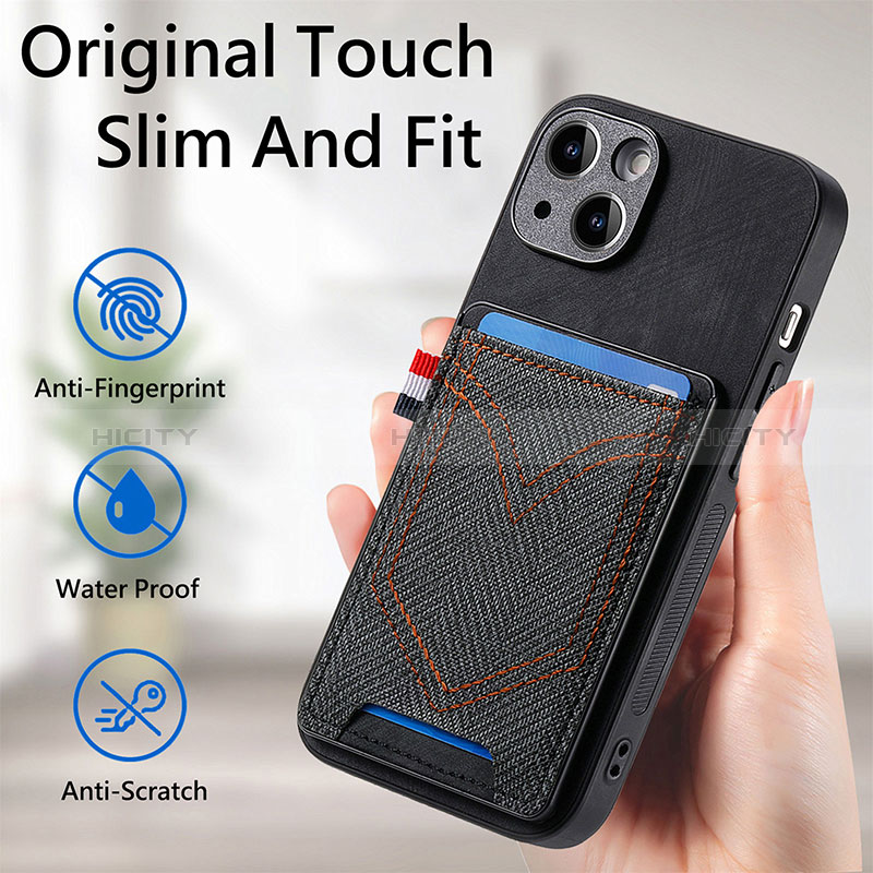 Silikon Hülle Handyhülle Gummi Schutzhülle Flexible Leder Tasche SD1 für Apple iPhone 15 Plus groß