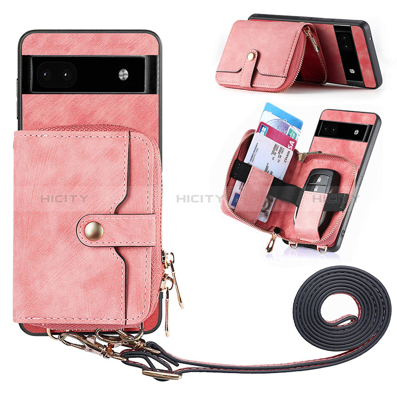 Silikon Hülle Handyhülle Gummi Schutzhülle Flexible Leder Tasche SD1 für Google Pixel 6a 5G Rosa