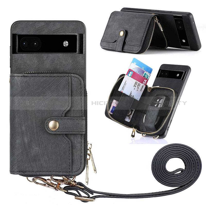 Silikon Hülle Handyhülle Gummi Schutzhülle Flexible Leder Tasche SD1 für Google Pixel 6a 5G Schwarz