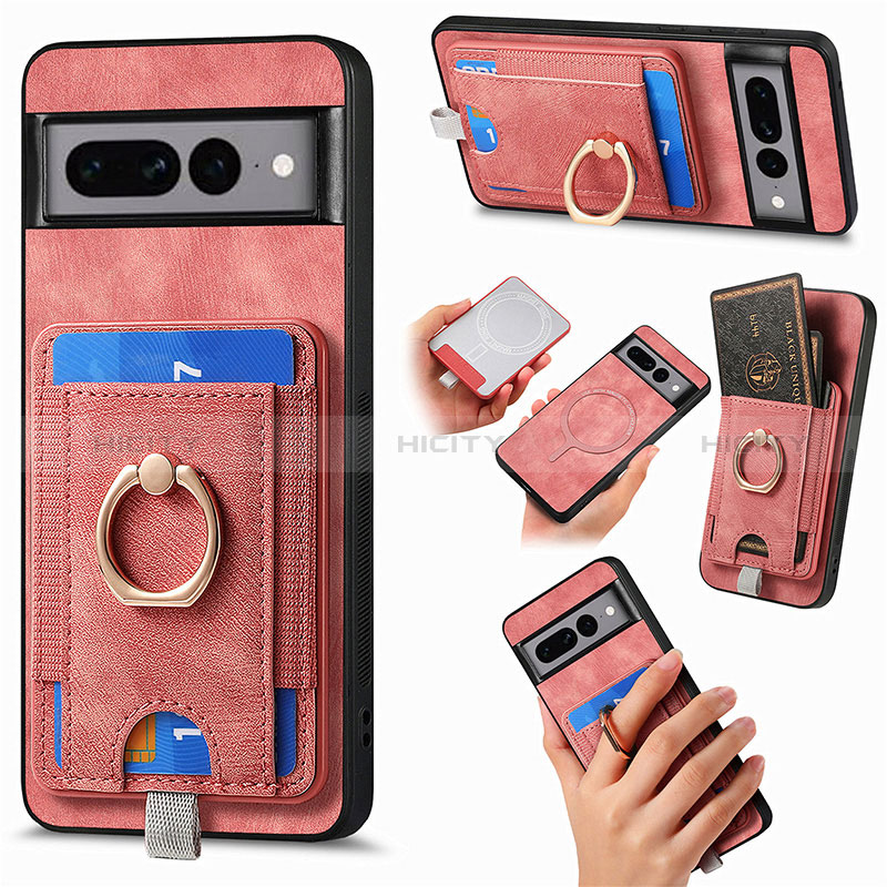 Silikon Hülle Handyhülle Gummi Schutzhülle Flexible Leder Tasche SD1 für Google Pixel 7 Pro 5G Rosa