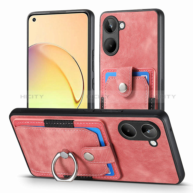 Silikon Hülle Handyhülle Gummi Schutzhülle Flexible Leder Tasche SD1 für Realme 10 4G Rosa