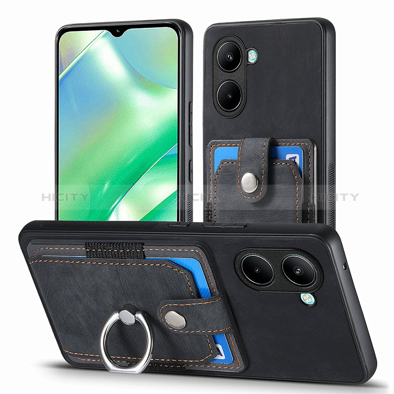 Silikon Hülle Handyhülle Gummi Schutzhülle Flexible Leder Tasche SD1 für Realme C33 (2023) Schwarz