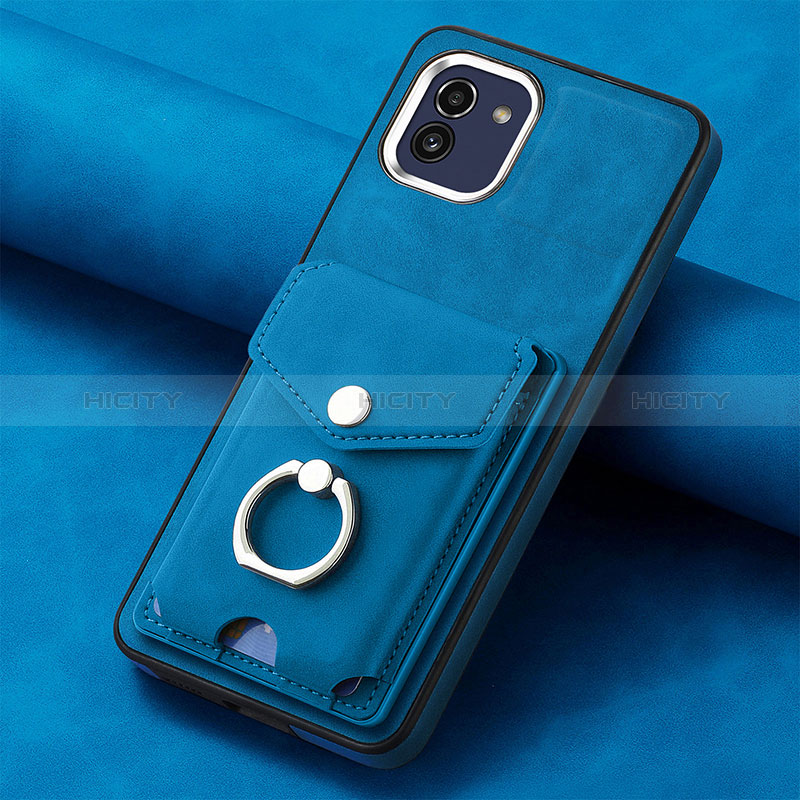 Silikon Hülle Handyhülle Gummi Schutzhülle Flexible Leder Tasche SD1 für Samsung Galaxy A03 Blau Plus