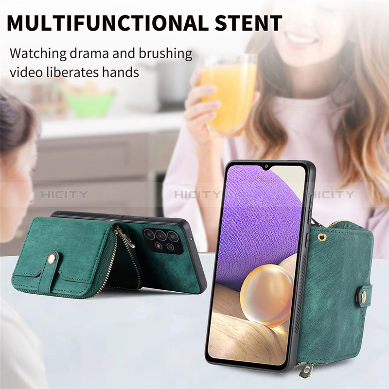 Silikon Hülle Handyhülle Gummi Schutzhülle Flexible Leder Tasche SD1 für Samsung Galaxy A32 5G groß