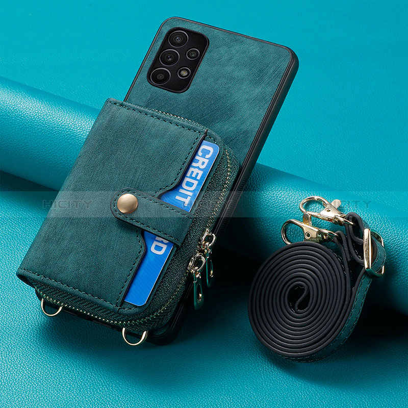 Silikon Hülle Handyhülle Gummi Schutzhülle Flexible Leder Tasche SD1 für Samsung Galaxy A32 5G Grün