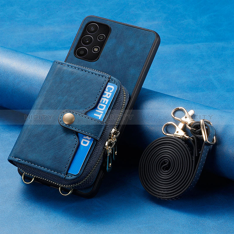Silikon Hülle Handyhülle Gummi Schutzhülle Flexible Leder Tasche SD1 für Samsung Galaxy M32 5G Blau Plus