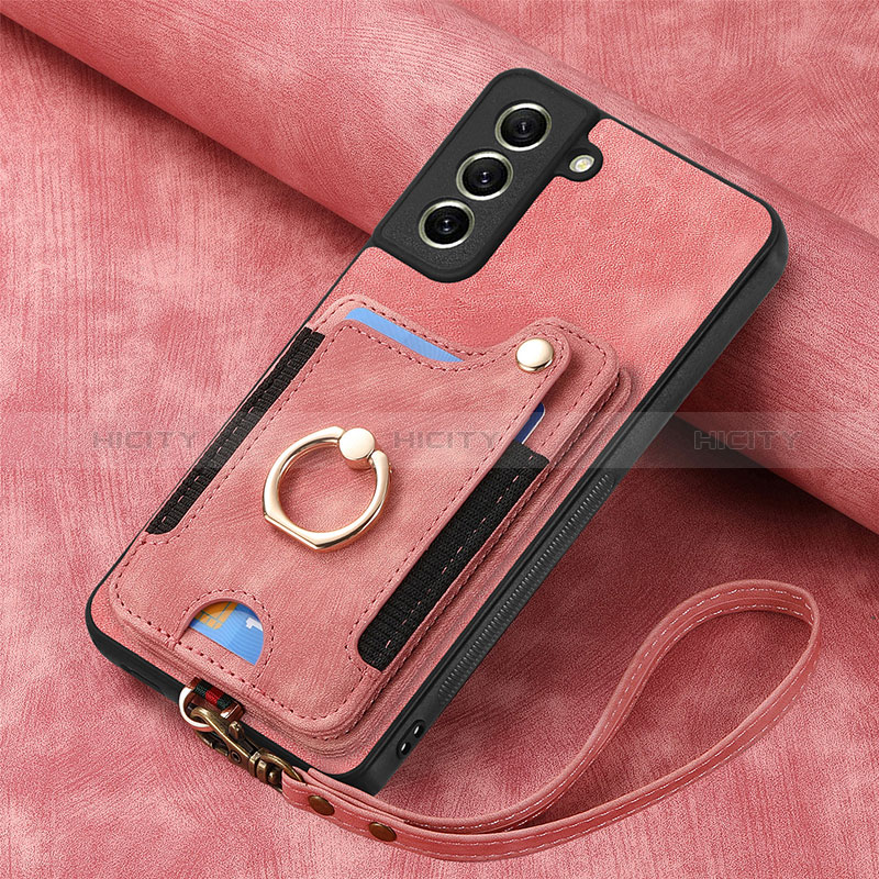 Silikon Hülle Handyhülle Gummi Schutzhülle Flexible Leder Tasche SD1 für Samsung Galaxy S21 FE 5G Rosa