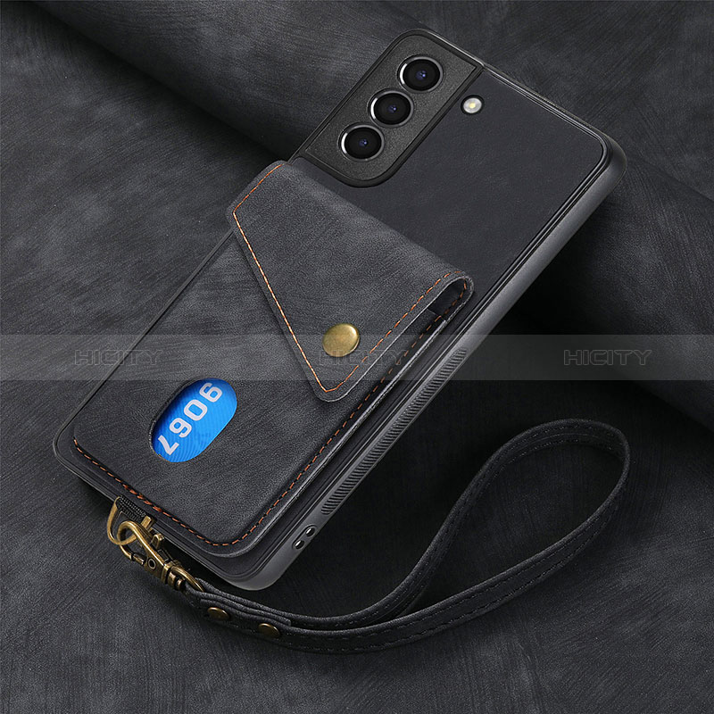 Silikon Hülle Handyhülle Gummi Schutzhülle Flexible Leder Tasche SD1 für Samsung Galaxy S22 5G Schwarz Plus