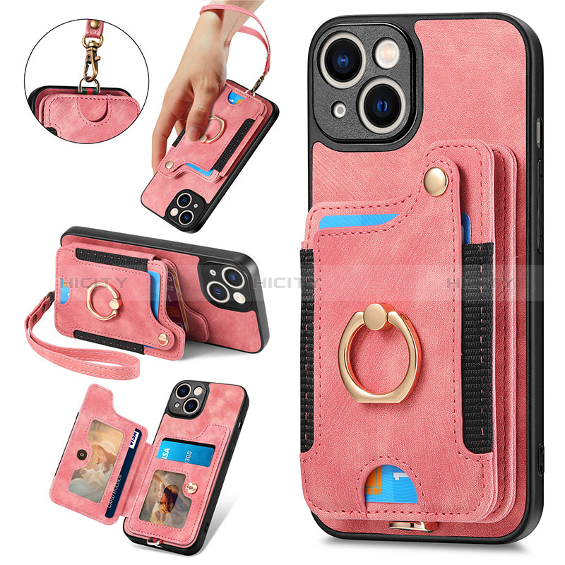 Silikon Hülle Handyhülle Gummi Schutzhülle Flexible Leder Tasche SD12 für Apple iPhone 13 Rosa Plus