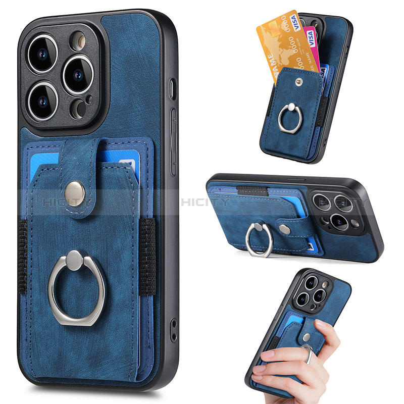 Silikon Hülle Handyhülle Gummi Schutzhülle Flexible Leder Tasche SD12 für Apple iPhone 14 Pro Blau Plus