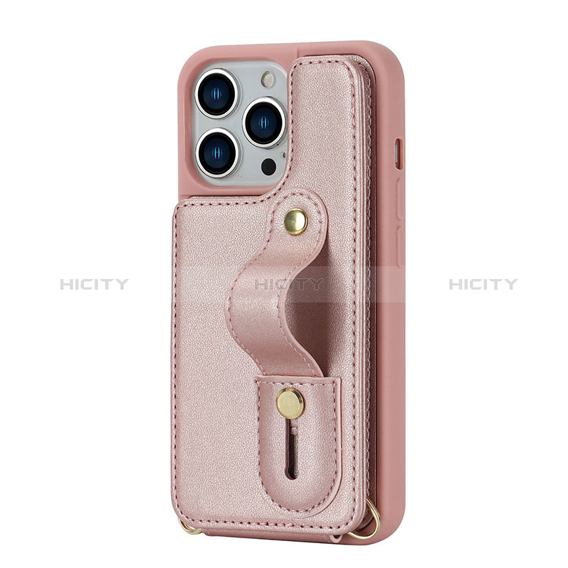 Silikon Hülle Handyhülle Gummi Schutzhülle Flexible Leder Tasche SD14 für Apple iPhone 14 Pro Rosegold Plus