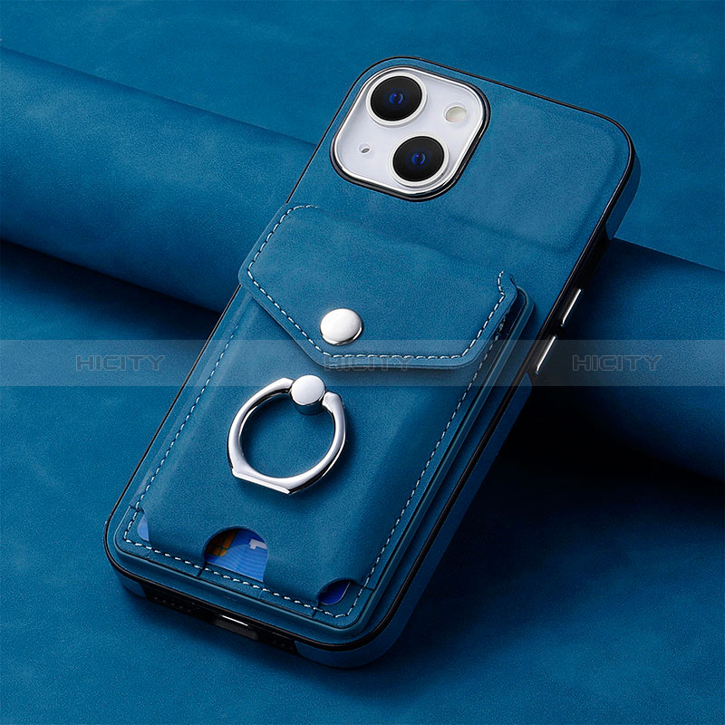 Silikon Hülle Handyhülle Gummi Schutzhülle Flexible Leder Tasche SD15 für Apple iPhone 13 Blau Plus