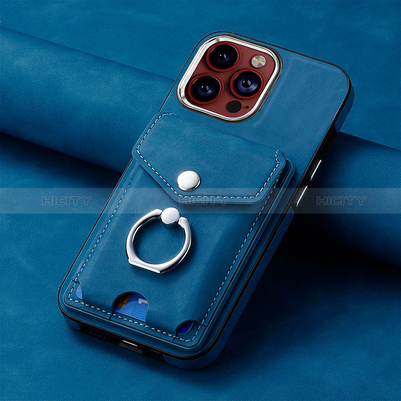 Silikon Hülle Handyhülle Gummi Schutzhülle Flexible Leder Tasche SD15 für Apple iPhone 14 Pro Max Blau Plus