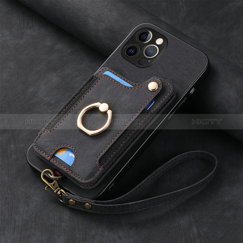 Silikon Hülle Handyhülle Gummi Schutzhülle Flexible Leder Tasche SD2 für Apple iPhone 13 Pro Schwarz Plus