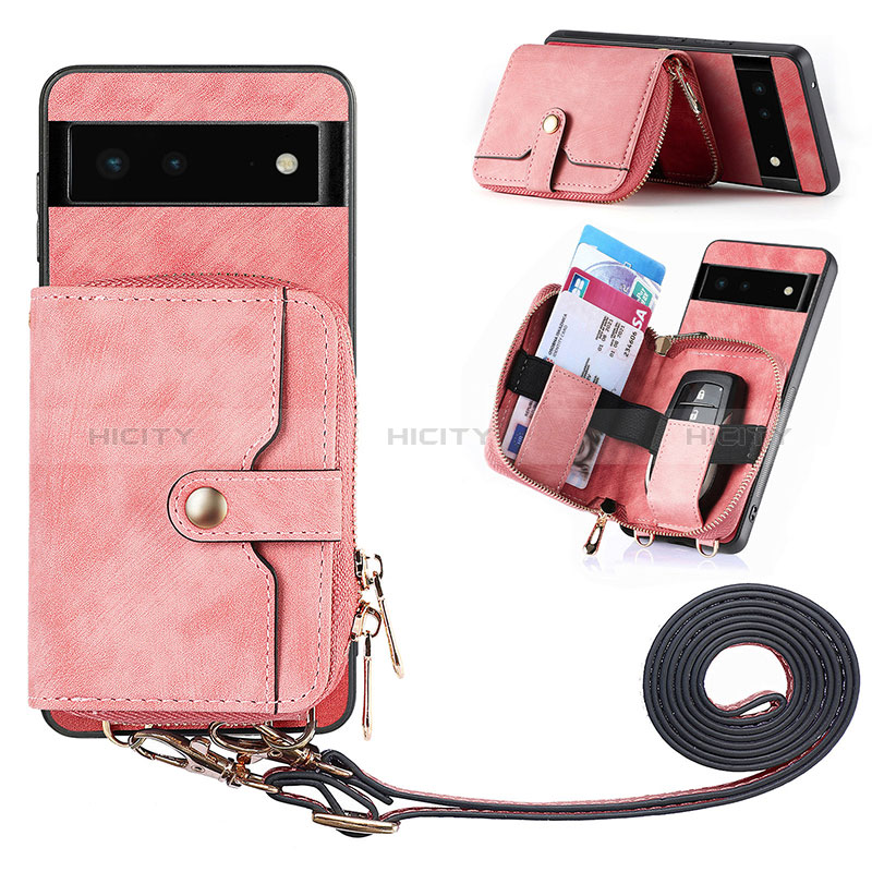 Silikon Hülle Handyhülle Gummi Schutzhülle Flexible Leder Tasche SD2 für Google Pixel 6 5G Rosa