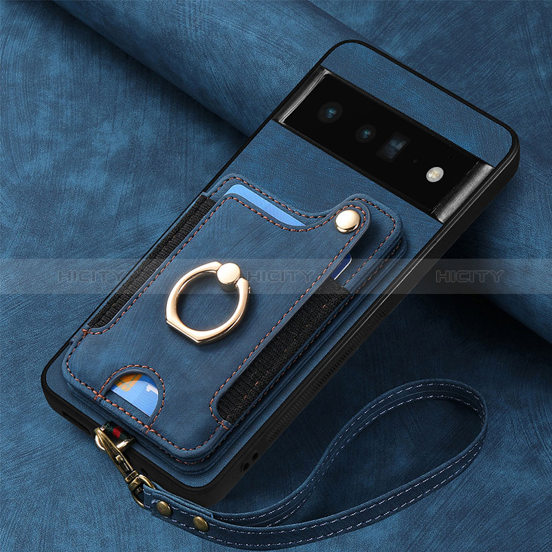 Silikon Hülle Handyhülle Gummi Schutzhülle Flexible Leder Tasche SD2 für Google Pixel 6 Pro 5G Blau