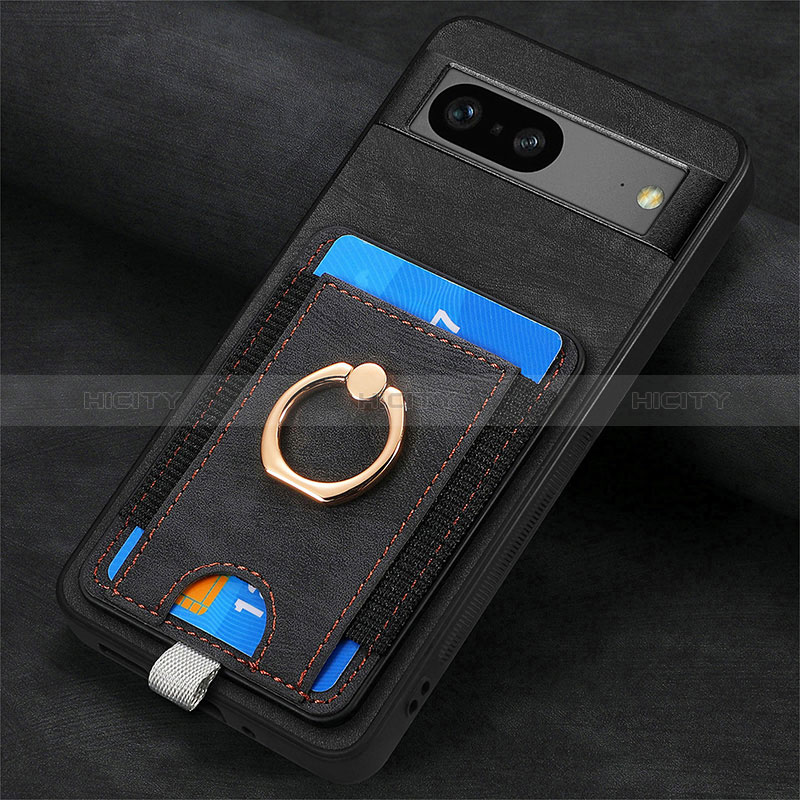 Silikon Hülle Handyhülle Gummi Schutzhülle Flexible Leder Tasche SD2 für Google Pixel 7 5G Schwarz Plus