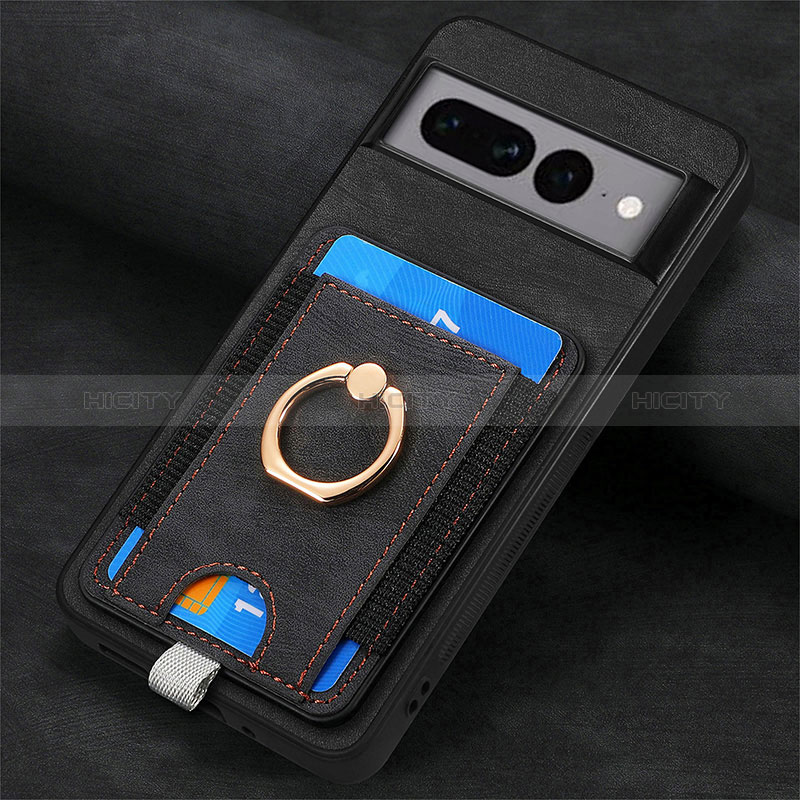 Silikon Hülle Handyhülle Gummi Schutzhülle Flexible Leder Tasche SD2 für Google Pixel 7 Pro 5G Schwarz