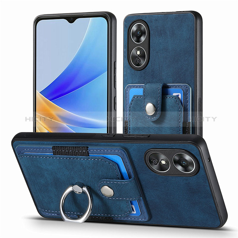 Silikon Hülle Handyhülle Gummi Schutzhülle Flexible Leder Tasche SD2 für Oppo A17 Blau