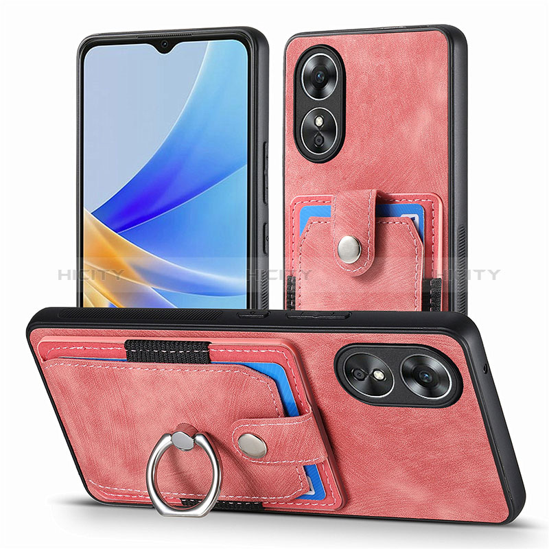 Silikon Hülle Handyhülle Gummi Schutzhülle Flexible Leder Tasche SD2 für Oppo A17 Rosa Plus