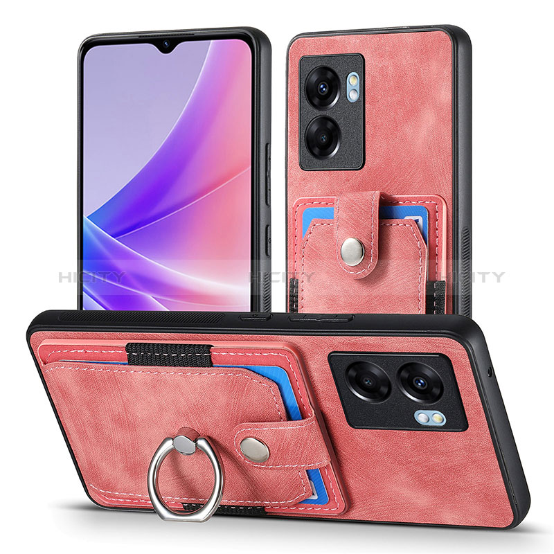 Silikon Hülle Handyhülle Gummi Schutzhülle Flexible Leder Tasche SD2 für Oppo A77 5G Rosa Plus