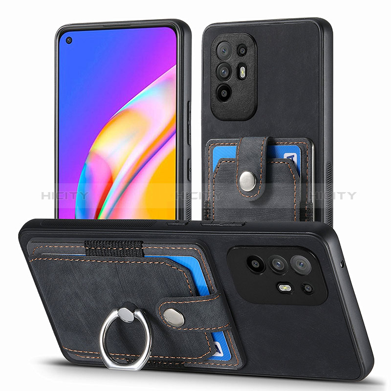 Silikon Hülle Handyhülle Gummi Schutzhülle Flexible Leder Tasche SD2 für Oppo A95 5G Schwarz Plus