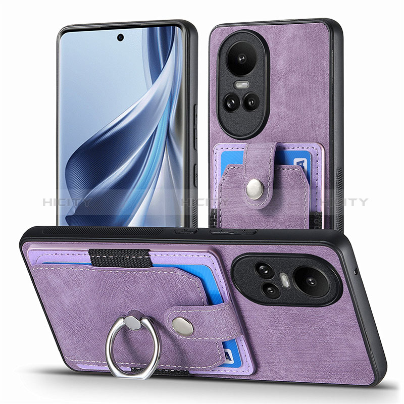 Silikon Hülle Handyhülle Gummi Schutzhülle Flexible Leder Tasche SD2 für Oppo Reno10 Pro 5G Helles Lila