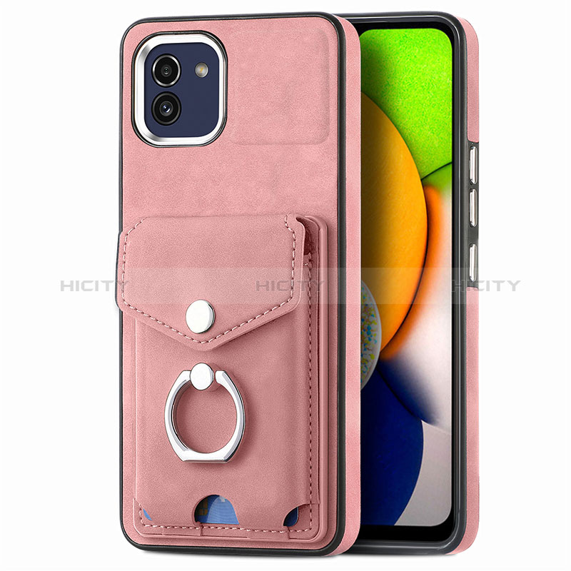 Silikon Hülle Handyhülle Gummi Schutzhülle Flexible Leder Tasche SD2 für Samsung Galaxy A03 Rosegold