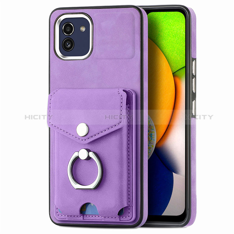 Silikon Hülle Handyhülle Gummi Schutzhülle Flexible Leder Tasche SD2 für Samsung Galaxy A03 Violett