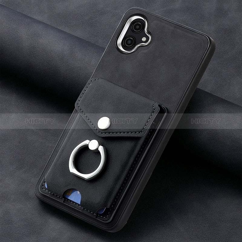 Silikon Hülle Handyhülle Gummi Schutzhülle Flexible Leder Tasche SD2 für Samsung Galaxy A04 4G Schwarz