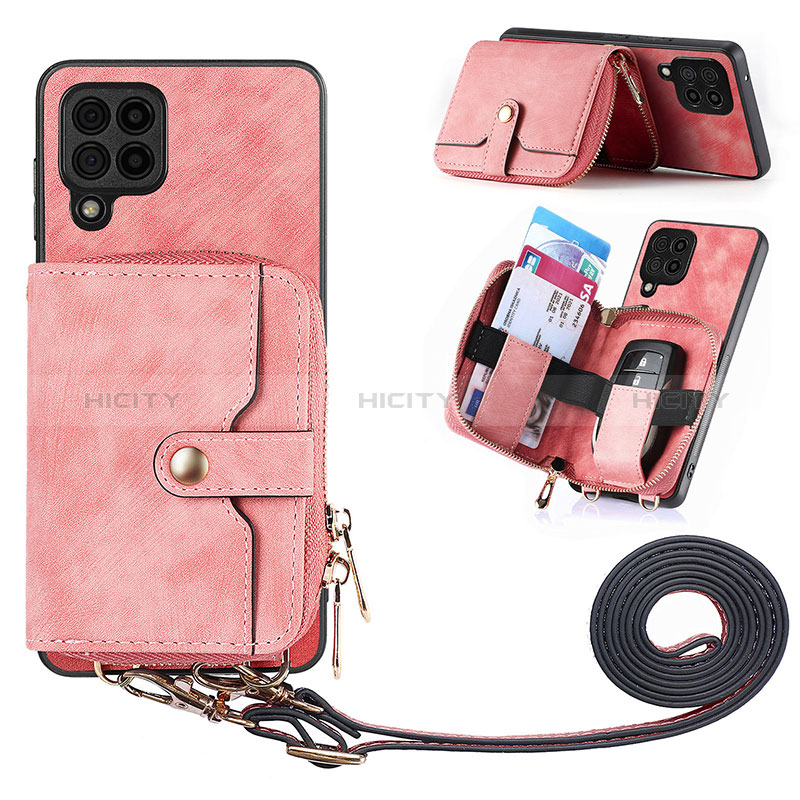 Silikon Hülle Handyhülle Gummi Schutzhülle Flexible Leder Tasche SD2 für Samsung Galaxy A12 5G Rosa Plus