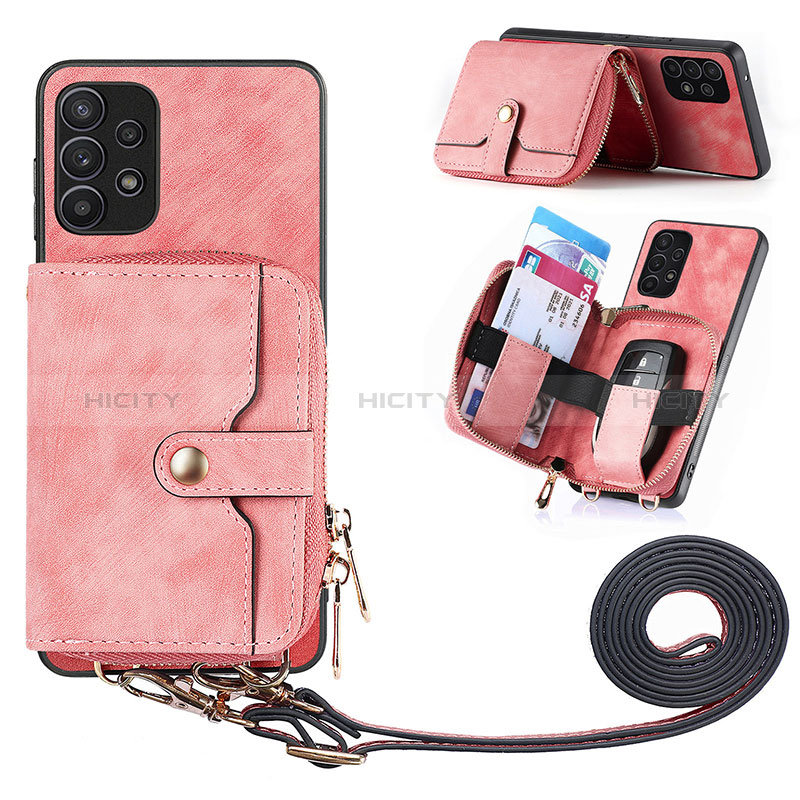 Silikon Hülle Handyhülle Gummi Schutzhülle Flexible Leder Tasche SD2 für Samsung Galaxy M32 5G Rosa