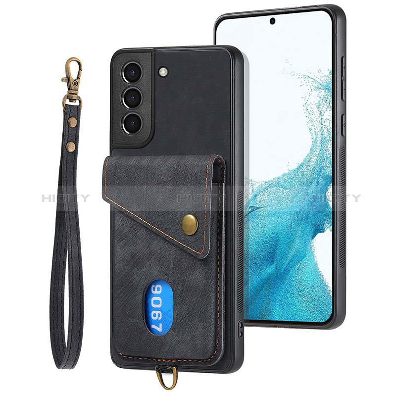 Silikon Hülle Handyhülle Gummi Schutzhülle Flexible Leder Tasche SD2 für Samsung Galaxy S22 Plus 5G Schwarz Plus