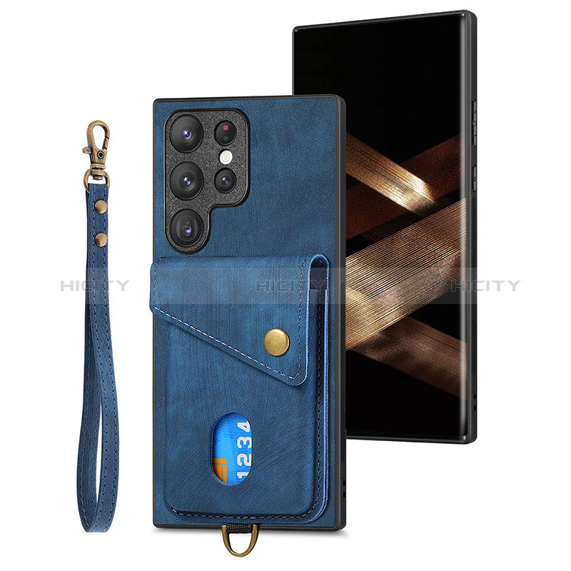 Silikon Hülle Handyhülle Gummi Schutzhülle Flexible Leder Tasche SD2 für Samsung Galaxy S24 Ultra 5G Blau