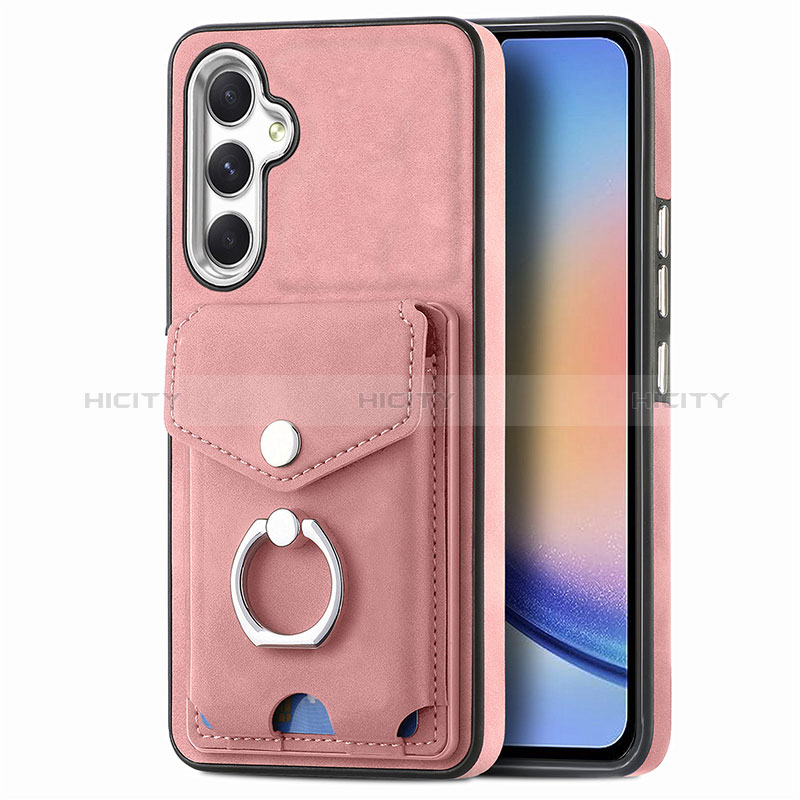 Silikon Hülle Handyhülle Gummi Schutzhülle Flexible Leder Tasche SD3 für Samsung Galaxy A34 5G Rosa