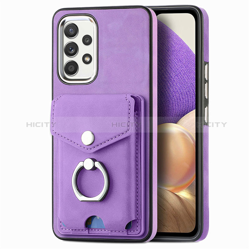 Silikon Hülle Handyhülle Gummi Schutzhülle Flexible Leder Tasche SD3 für Samsung Galaxy M32 5G Violett