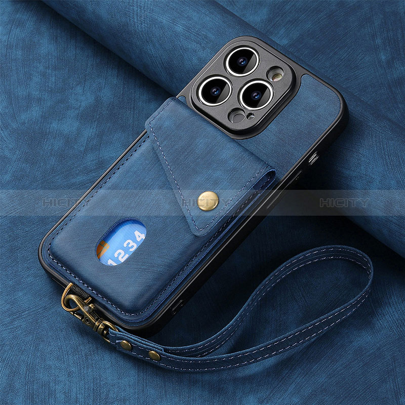 Silikon Hülle Handyhülle Gummi Schutzhülle Flexible Leder Tasche SD4 für Apple iPhone 14 Pro Blau Plus