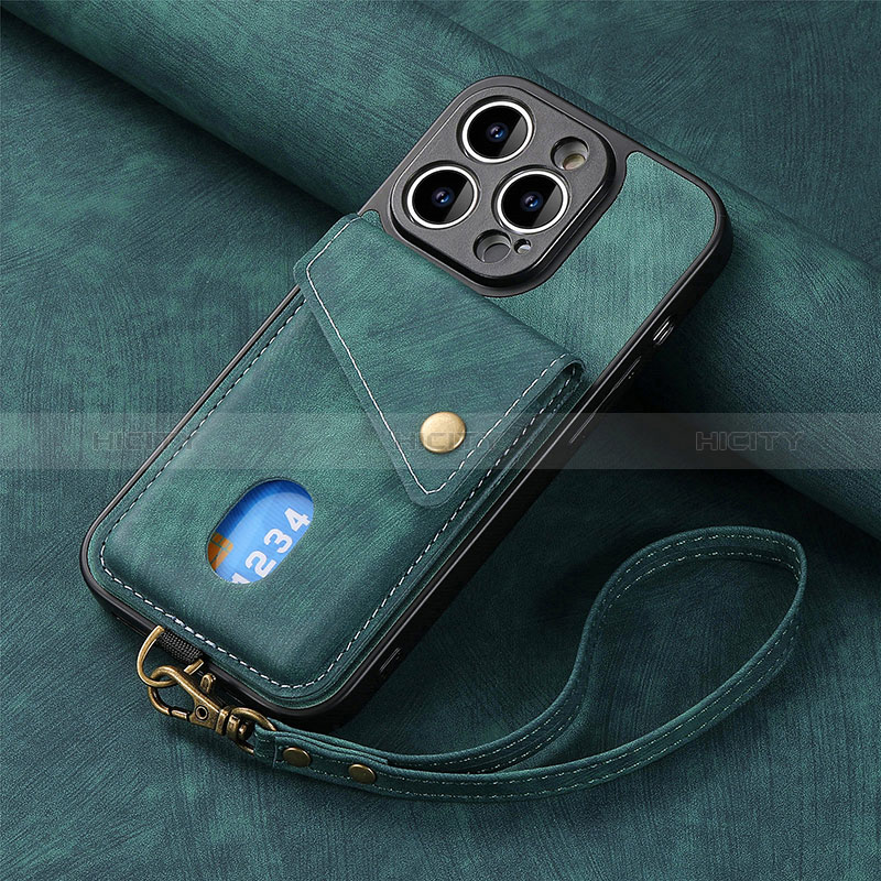 Silikon Hülle Handyhülle Gummi Schutzhülle Flexible Leder Tasche SD4 für Apple iPhone 15 Pro Max Grün Plus