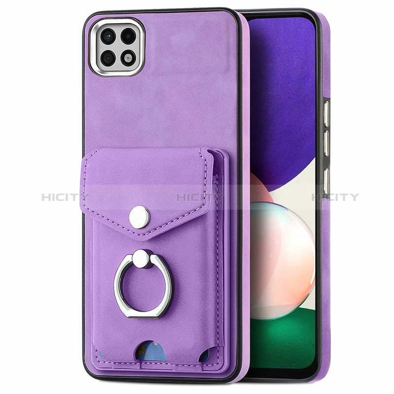 Silikon Hülle Handyhülle Gummi Schutzhülle Flexible Leder Tasche SD4 für Samsung Galaxy A22 5G Violett