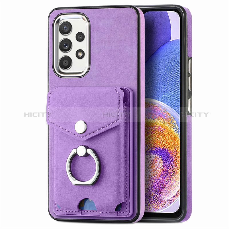 Silikon Hülle Handyhülle Gummi Schutzhülle Flexible Leder Tasche SD4 für Samsung Galaxy A23 5G Violett