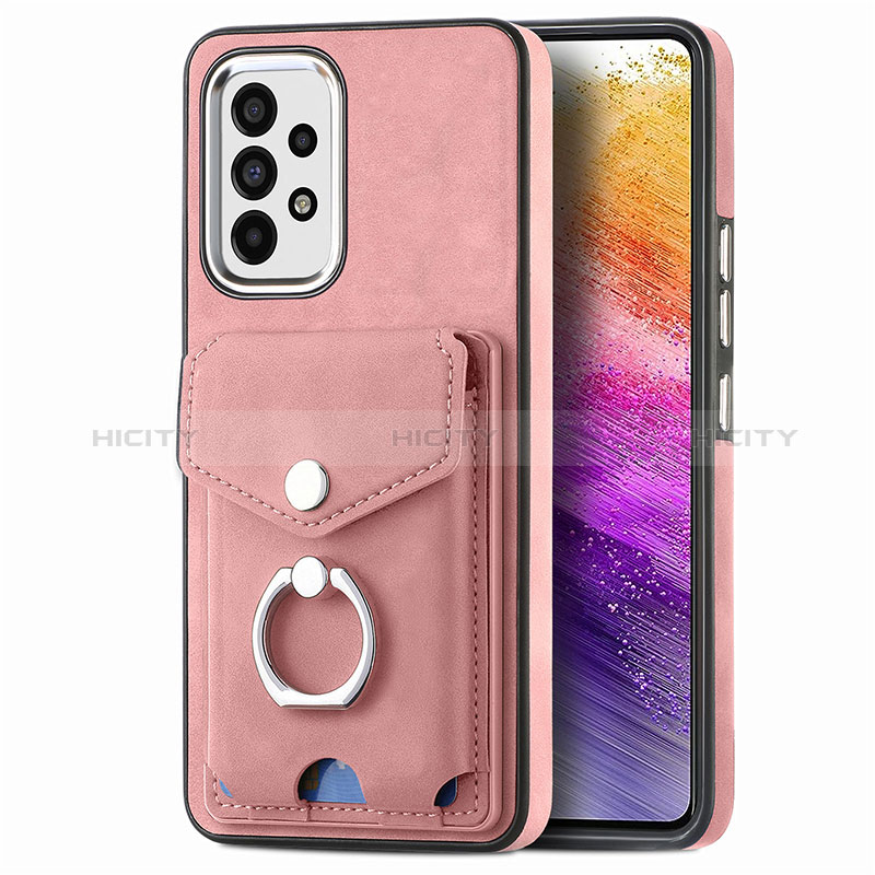 Silikon Hülle Handyhülle Gummi Schutzhülle Flexible Leder Tasche SD4 für Samsung Galaxy A73 5G Rosa Plus