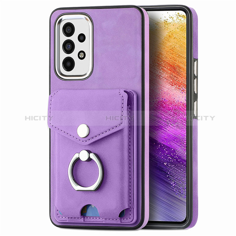 Silikon Hülle Handyhülle Gummi Schutzhülle Flexible Leder Tasche SD4 für Samsung Galaxy A73 5G Violett