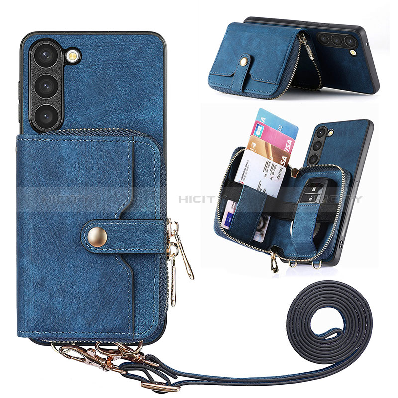 Silikon Hülle Handyhülle Gummi Schutzhülle Flexible Leder Tasche SD4 für Samsung Galaxy S22 Plus 5G Blau