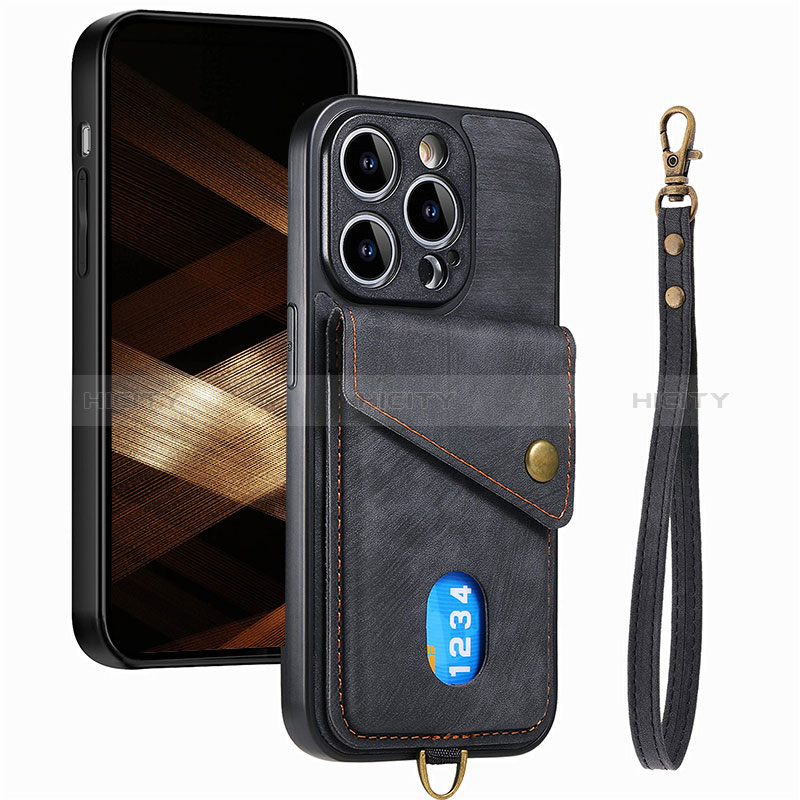 Silikon Hülle Handyhülle Gummi Schutzhülle Flexible Leder Tasche SD5 für Apple iPhone 14 Pro Max Schwarz Plus