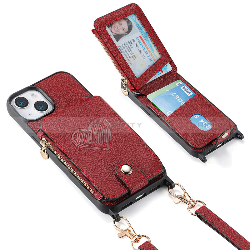 Silikon Hülle Handyhülle Gummi Schutzhülle Flexible Leder Tasche SD5 für Apple iPhone 15 Rot