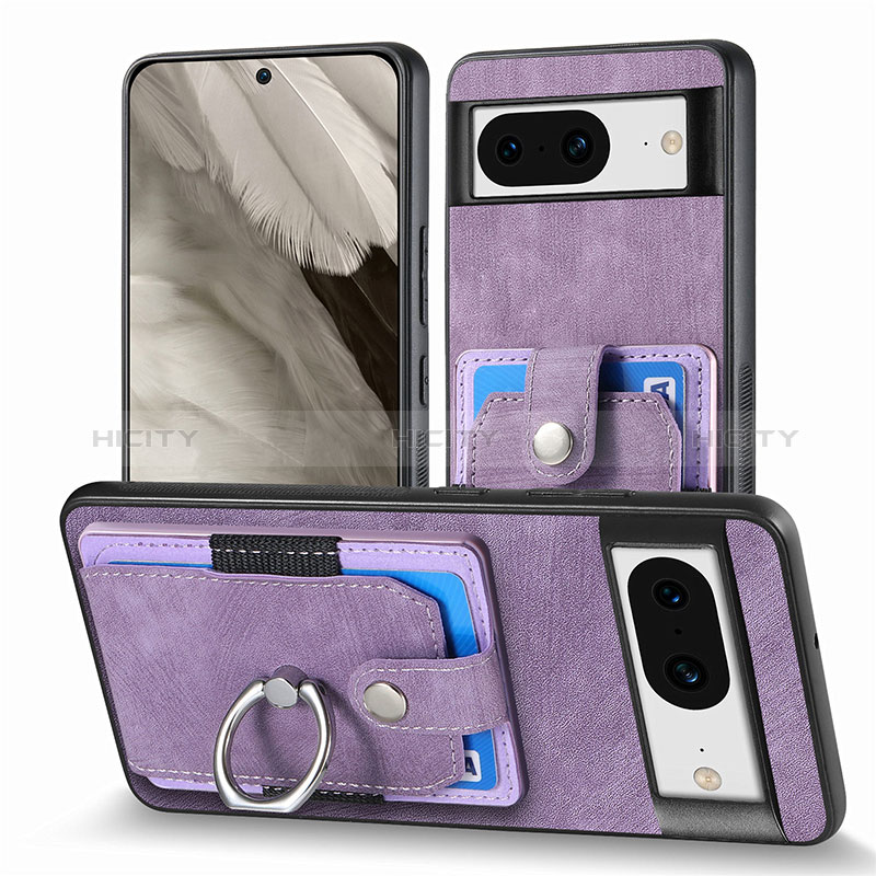 Silikon Hülle Handyhülle Gummi Schutzhülle Flexible Leder Tasche SD5 für Google Pixel 8 5G Violett