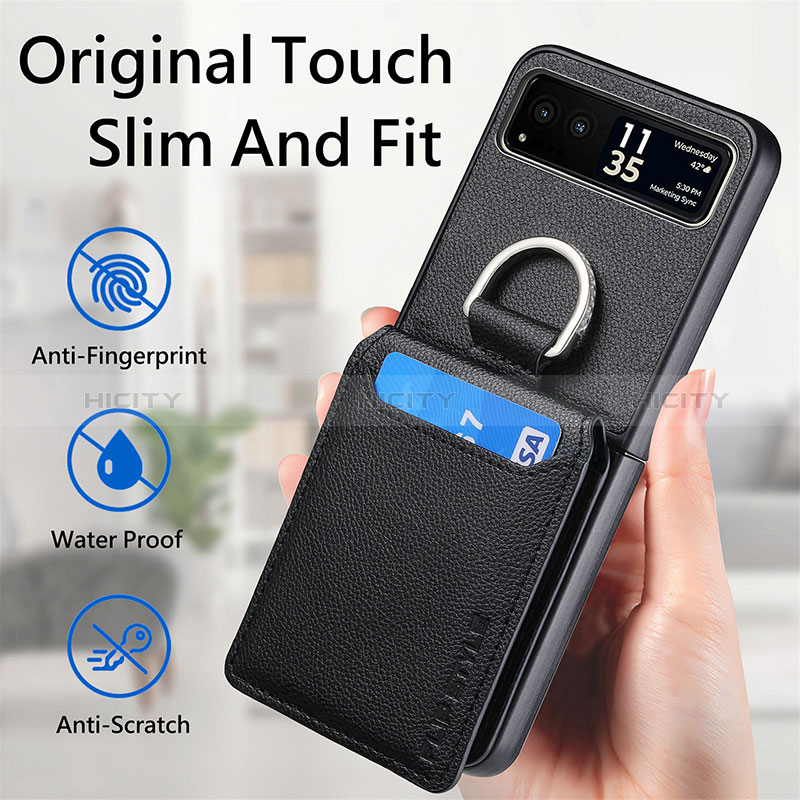 Silikon Hülle Handyhülle Gummi Schutzhülle Flexible Leder Tasche SD5 für Motorola Moto Razr 40 5G groß